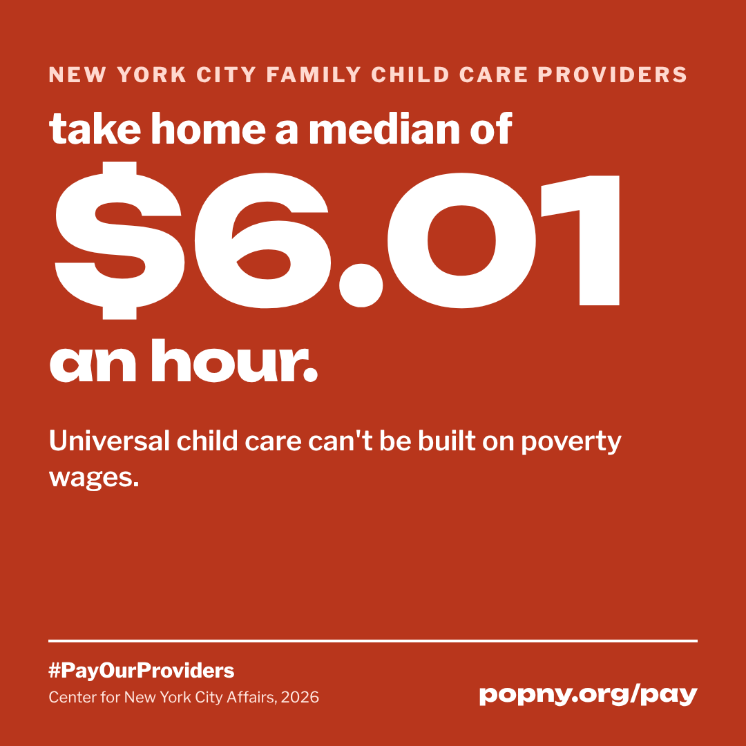 NYC family child care providers take home a median of $6.01 an hour.